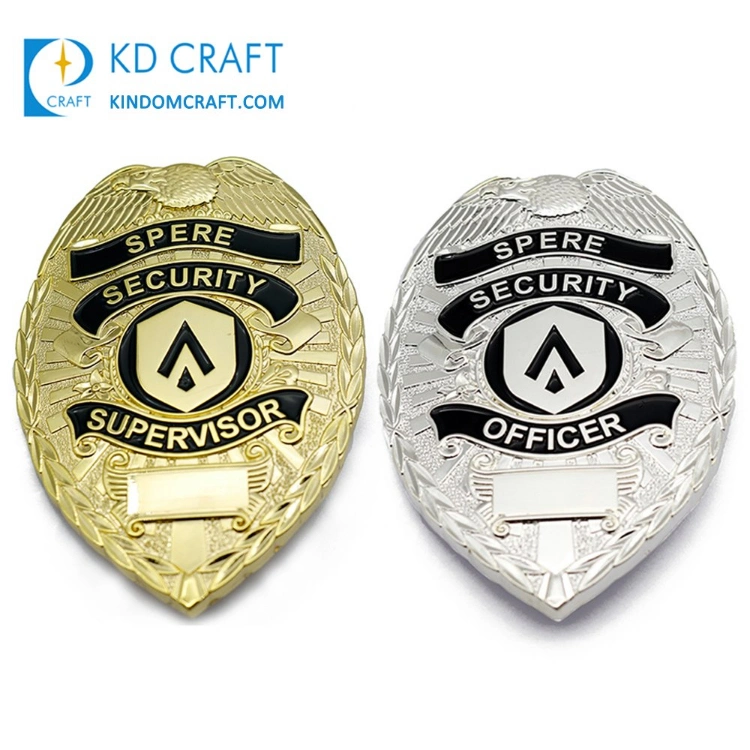 High Quality Metal Zinc Alloy 3D Enamel Gold Silver Cheap Custom Logo Military Police Sheriff Star Special Force Officer Enforcement Security Guard Pin Badge