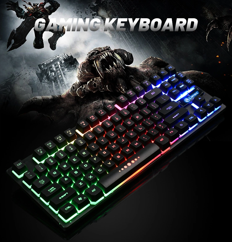 87 Keys Ergonomic Multimedia Membrane Wired Waterproof LED RGB Gamer Computer Gaming Keyboard