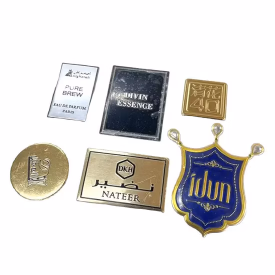 Custom Embossed Logo Wine Labels Permanent Adhesive Bottle Stickers Metal Nameplate
