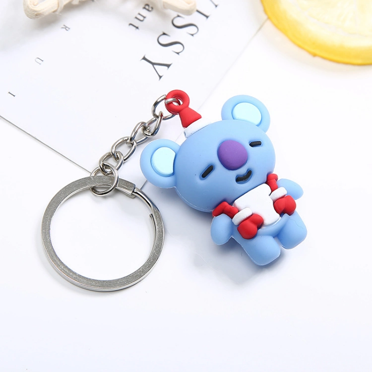 Free Sample Fast Delivery Korea Kpop Bt21 Rubber Keychain Anime 3D Bts Keychain